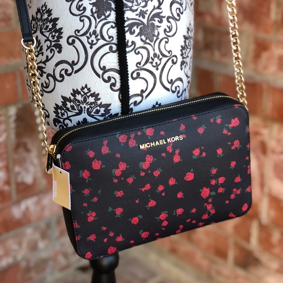 Michael kors jet set floral print crossbody black - Picture 2 of 8